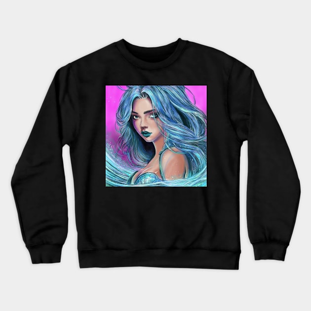 Blue Mermaid by David Ayala Crewneck Sweatshirt by DavesTees